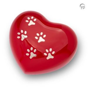 Urna mascota corazón alto brillo rojo