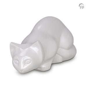 Urna mascota de cerámica blanca brillo