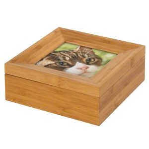 Urna mascota caja de madera maciza con foto