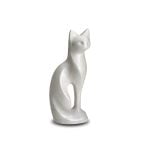 Urna mascota figura gato blanco nacarado